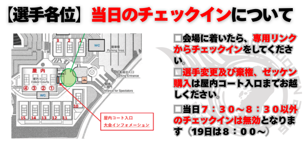 第24回九州オープンソフトテニス大会｜大会当日の受付